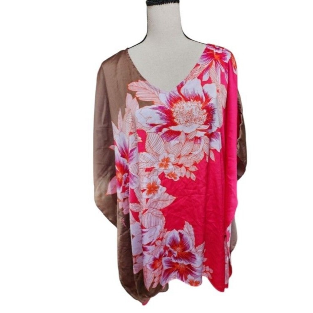 Jacklyn Smith Silky Kimono Top Size 2X Flowy Soft Boho Colorful